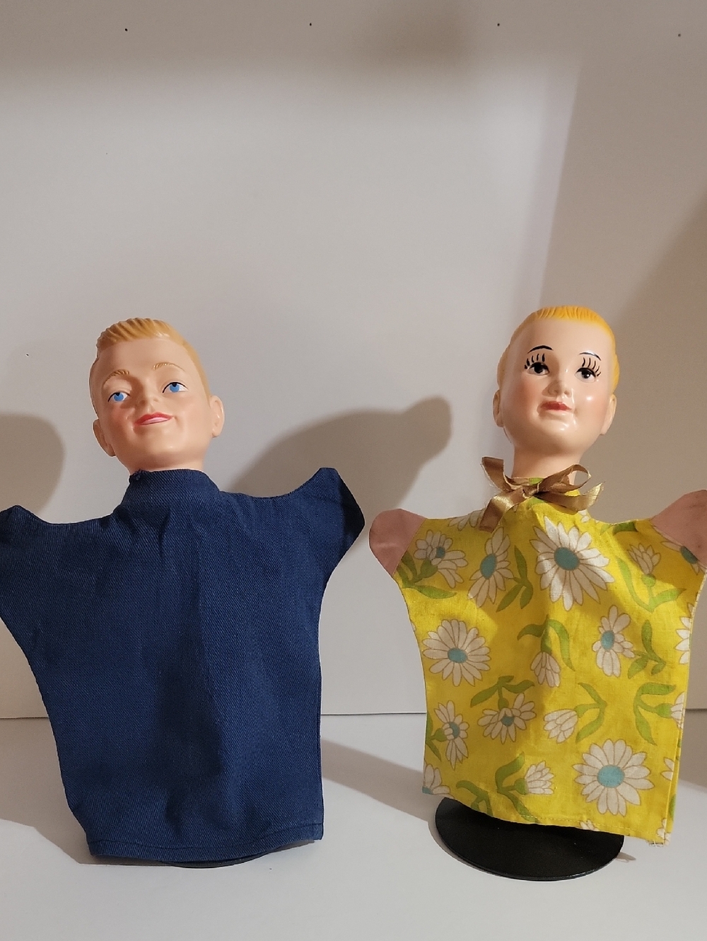 Source Unknown Blue and Yellow Floral Hand Puppets